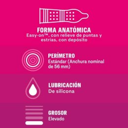 Durex Dame Placer 12 szt. prezerwatywy z wypustkami i prążkami 56mm