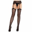 Leg Avenue Pończochy Heart Garter z ozdobnym sercem czarne