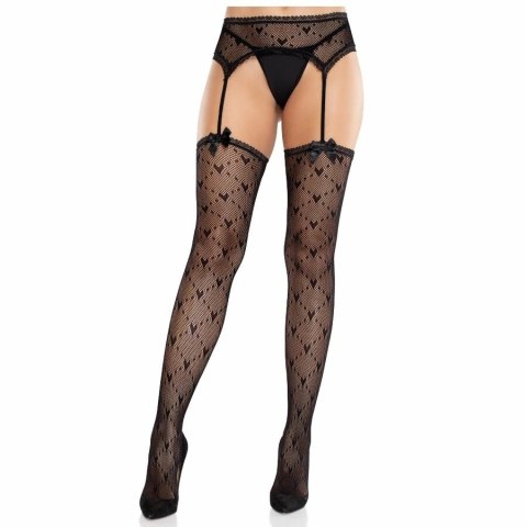Leg Avenue Pończochy Heart Garter z ozdobnym sercem czarne