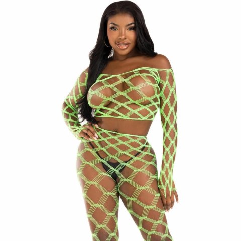 Leg Avenue komplet top i legginsy kabaretka zielony one size