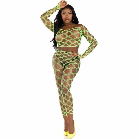 Leg Avenue komplet top i legginsy kabaretka zielony one size