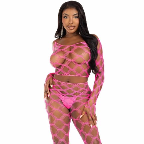 Leg Avenue komplet top i legginsy siateczkowe fuksja One Size