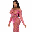 Leg Avenue komplet top i legginsy siateczkowe fuksja One Size