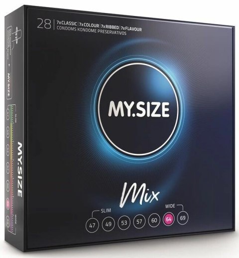 MY.SIZE Mix 64 mm - Zestaw prezerwatyw 28 sztuk, 4 warianty