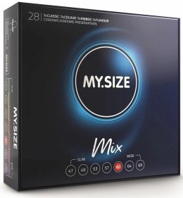 MY.SIZE Prezerwatywy 60 mm MIX 28 szt. - klasyczne, kolorowe, smakowe