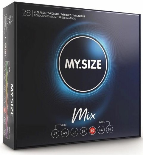 MY.SIZE Prezerwatywy 60 mm MIX 28 szt. - klasyczne, kolorowe, smakowe