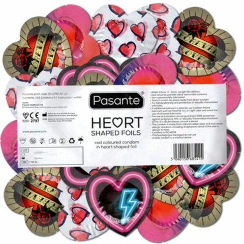 Pasante Heart Red 144 szt. - prezerwatywy lateksowe kształt serca
