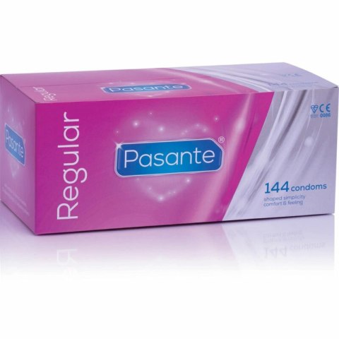 Pasante Regular prezerwatywy 144 szt. gładkie, naturalny kolor 54mm
