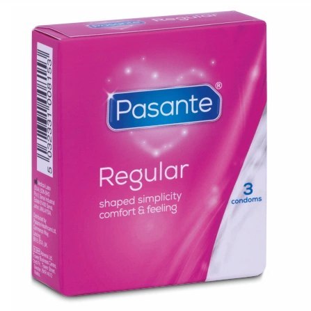 Pasante Regular prezerwatywy 3 sztuki, klasyczny kształt, 54 mm