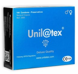 UNILATEX Naturalne prezerwatywy 144 szt. gładkie, natłuszczone, ISO 4074