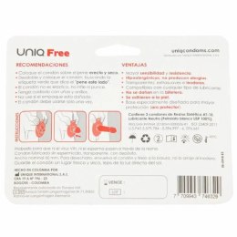 Uniq Free prezerwatywy nielateksowe z pierścieniem ochronnym 3 sztuki