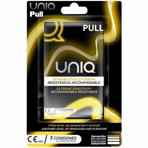 Uniq Pull prezerwatywy bezlateksowe z paskami, 3 sztuki, rozmiar regularny