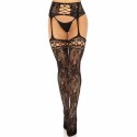 Leg Avenue Pończochy ze szwem, czarne, kwiatowa koronka, One Size