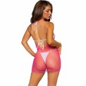 Leg Avenue Sukienka Siateczkowa Fuksja Mini Wiązana na Szyi One Size