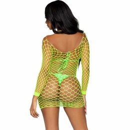 Leg Avenue Sukienka Siatkowa Długi Rękaw Zielona Elastyczna One Size