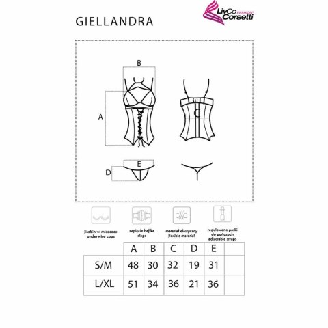 LivCo Corsetti Giellandra Czarny Gorset z Majtkami Regulowany Koronkowy