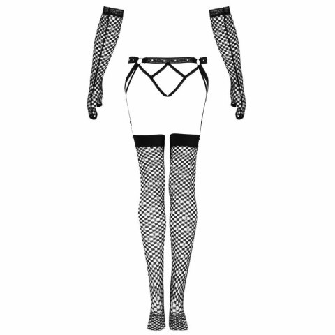 Livco Corsetti Fashion Nemalia komplet: pas do pończoch, pończochy, rękawiczki czarne S/M