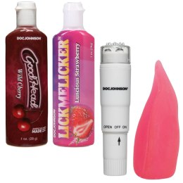 Doc Johnson Oral Delight Couples Kit - Zestaw z mini-masażerem i żelami smakowymi