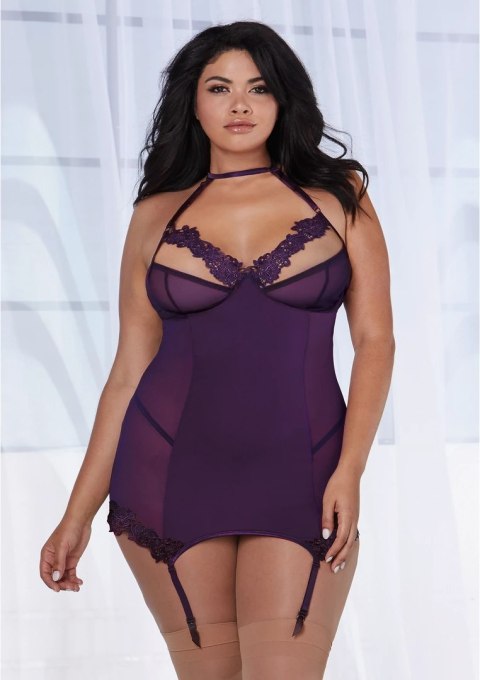 Dreamgirl Halka Plus Size z mikrofibry z paskami do pończoch czarna Dreamgirl Halka Plus Size z mikrofibry z paskami do pończoch czarna