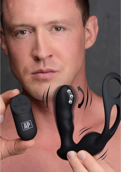 XR Brands P-Strap Milker masażer prostaty z uprzężą, 7 trybow, czarny XR Brands P-Strap Milker masażer prostaty z uprzężą, 7 trybow, czarny