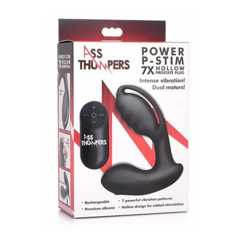 XR Brands Power P-Stim 7X Hollow Prostate Plug czarny z pilotem XR Brands Power P-Stim 7X Hollow Prostate Plug czarny z pilotem