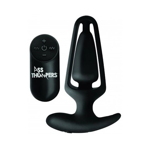 XR Brands Power Plug 7X - Wydrążona wtyczka analna z pilotem, czarna