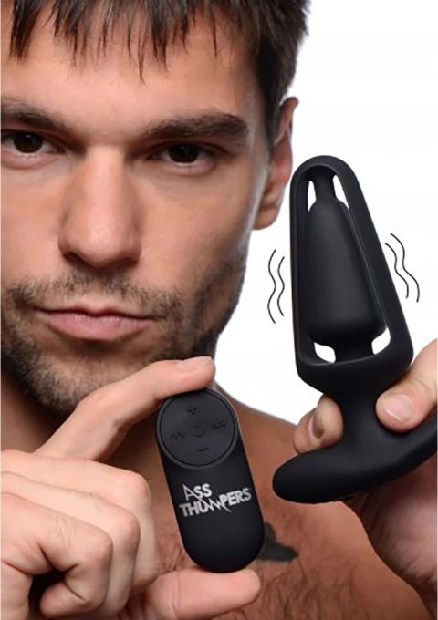 XR Brands Power Plug 7X - Wydrążona wtyczka analna z pilotem, czarna XR Brands Power Plug 7X - Wydrążona wtyczka analna z pilotem, czarna