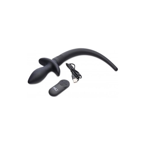XR Brands Ruchomy korek analny z funkcją wibracji i ogonem, czarny XR Brands Ruchomy korek analny z funkcją wibracji i ogonem, czarny