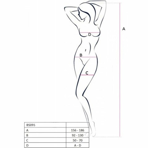 Passion BS095 Bodystocking czerwony siateczkowy uniwersalny