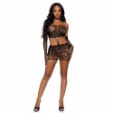 Leg Avenue Sukienka Koronkowa z Rękawiczkami Czarna One Size