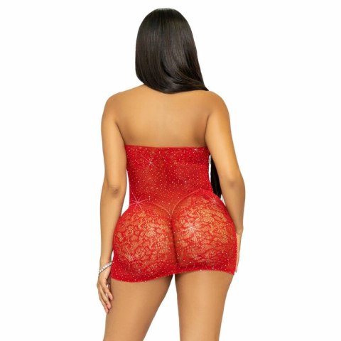 Leg Avenue Sukienka Mini z Cyrkoniami Jednokolorowa Czerwona One Size