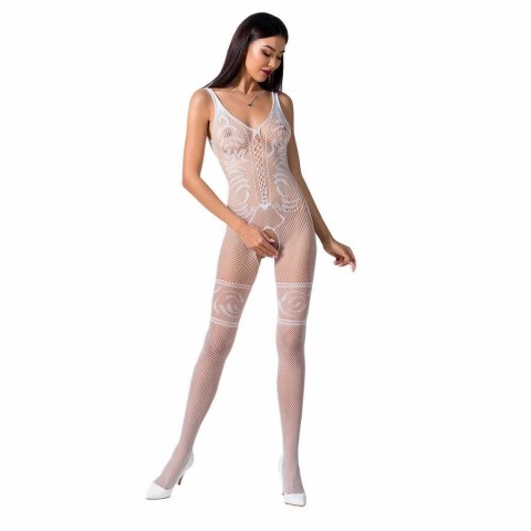 Passion BS069 biała bodystocking z koronką, jeden rozmiar