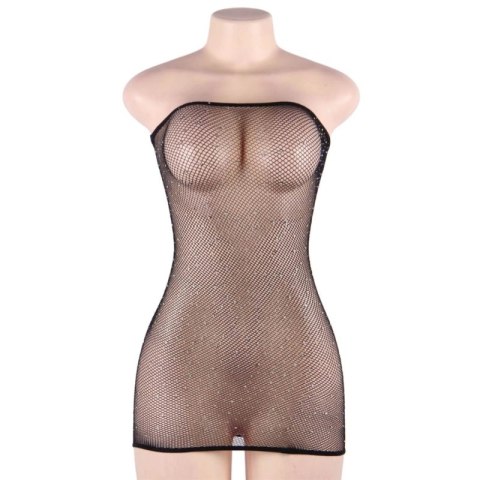 Queen Lingerie Siatkowa Sukienka z Ozdobnymi Kryształkami S/L