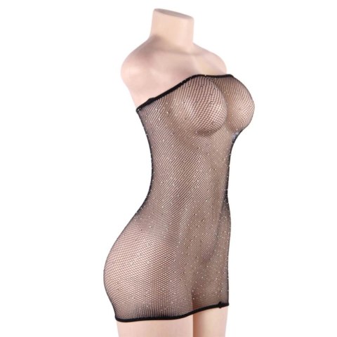 Queen Lingerie Siatkowa Sukienka z Ozdobnymi Kryształkami S/L