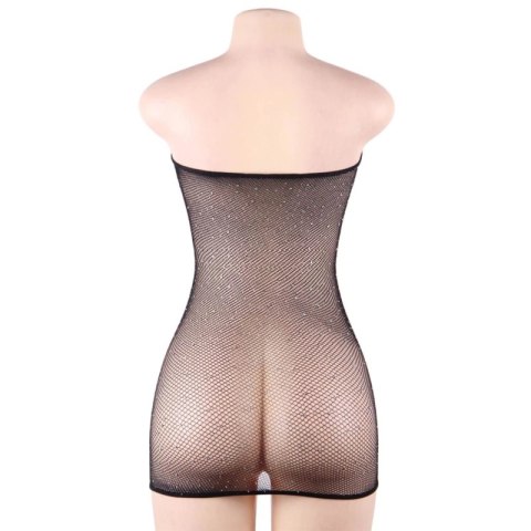 Queen Lingerie Siatkowa Sukienka z Ozdobnymi Kryształkami S/L