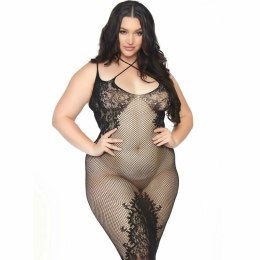 Leg Avenue Sukienka Siateczkowa z Koronką Czarna 1X-2X