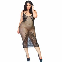 Leg Avenue Sukienka Siateczkowa z Koronką Czarna 1X-2X