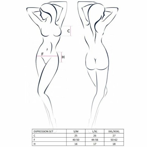 Passion Expression komplet bielizny czarny L/XL biustonosz spodnica stringi