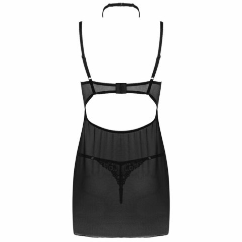 Livco Corsetti Binella - Czarny komplet babydoll z koronką i stringami