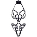 Leg Avenue Harness Kink Patent Studded czarne M, lakierowana skora