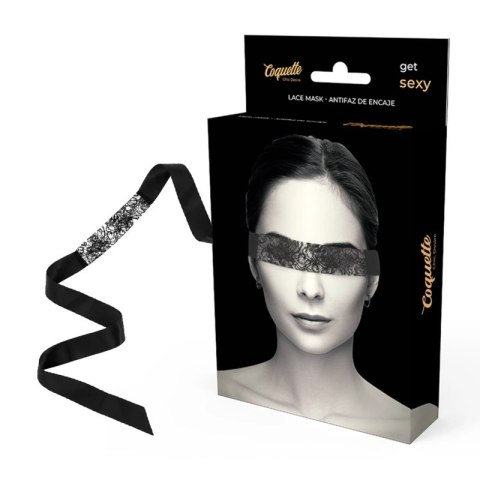 Coquette Chic Desire Koronkowa Maska na Oczy Czarna ze Wstążką