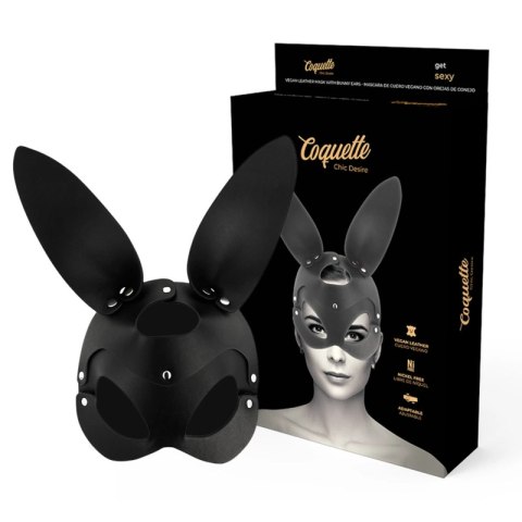 Coquette Chic Desire maska wegańska skorzana z uszami krolika czarna