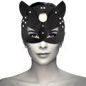 Coquette Chic Desire maska z wegańskiej skory z kocimi uszami czarna