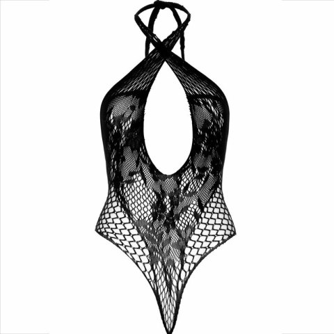 Leg Avenue Body Koronkowe Czarne Crossover Wiązane na Szyi One Size