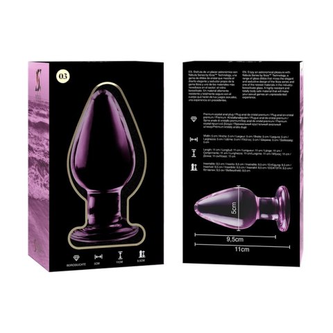Ibiza Nebula Series Model 3 - szklany korek anatomiczny rożowy 11 cm