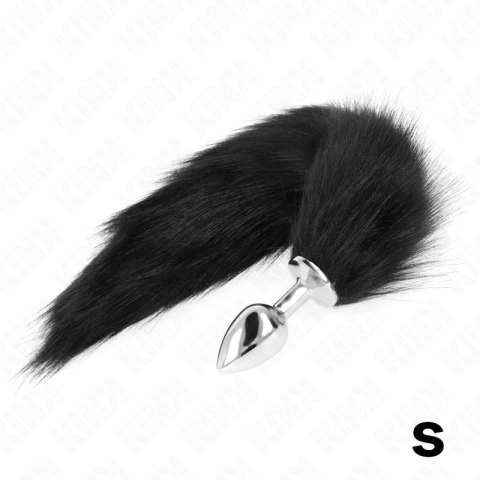 KINK Korek anatomiczny S z czarnym syntetycznym ogonem 40cm silikon