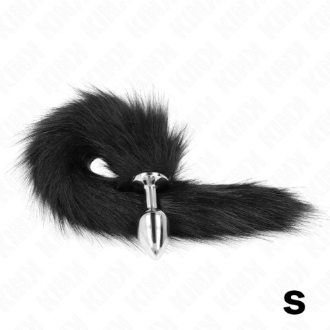KINK Korek anatomiczny S z czarnym syntetycznym ogonem 40cm silikon