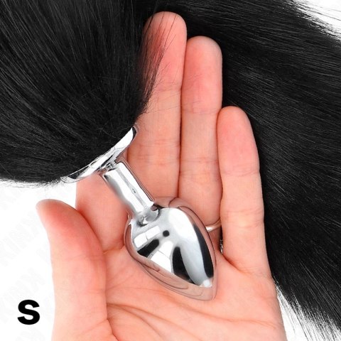 KINK Korek anatomiczny S z czarnym syntetycznym ogonem 40cm silikon