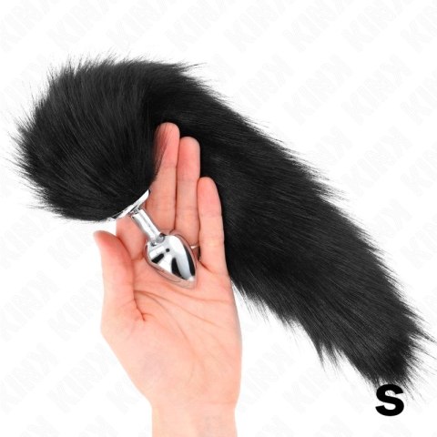 KINK Korek anatomiczny S z czarnym syntetycznym ogonem 40cm silikon