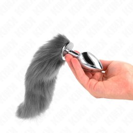 KINK Korek z syntetycznym ogonem L 10x4cm szaro-biały silikon